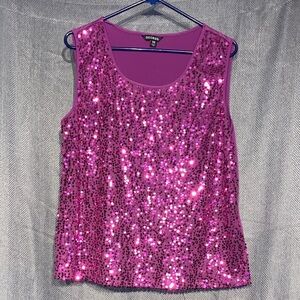 George Sparkling Fuchsia Sequin Tank Top